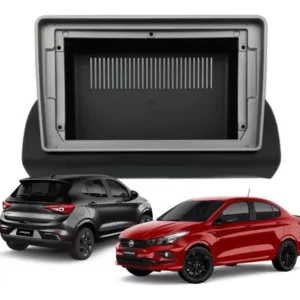 Moldura Fiat Argo Cronos 9 Polegadas 17 A 22 Preta com Friso Prata
